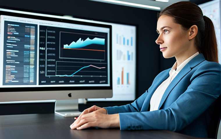 A professional media strategist in a modest business suit, sitting focused at a desk in a modern, clean office. Digital screens in the background display abstract data visualizations, reflecting strategic analysis. The lighting is soft and ambient, creating a professional atmosphere. Perfect anatomy, correct proportions, natural pose, well-formed hands, proper finger count, natural body proportions. Professional photography, high-resolution, sharp focus, natural colors. Fully clothed, appropriate attire, safe for work, appropriate content, professional dress.