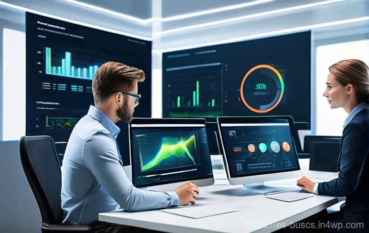 인 미디어 비즈니스의 마케팅 예산 관리 - **Programmatic Advertising - Data-Driven Efficiency**
"A sleek, modern control room filled with ...