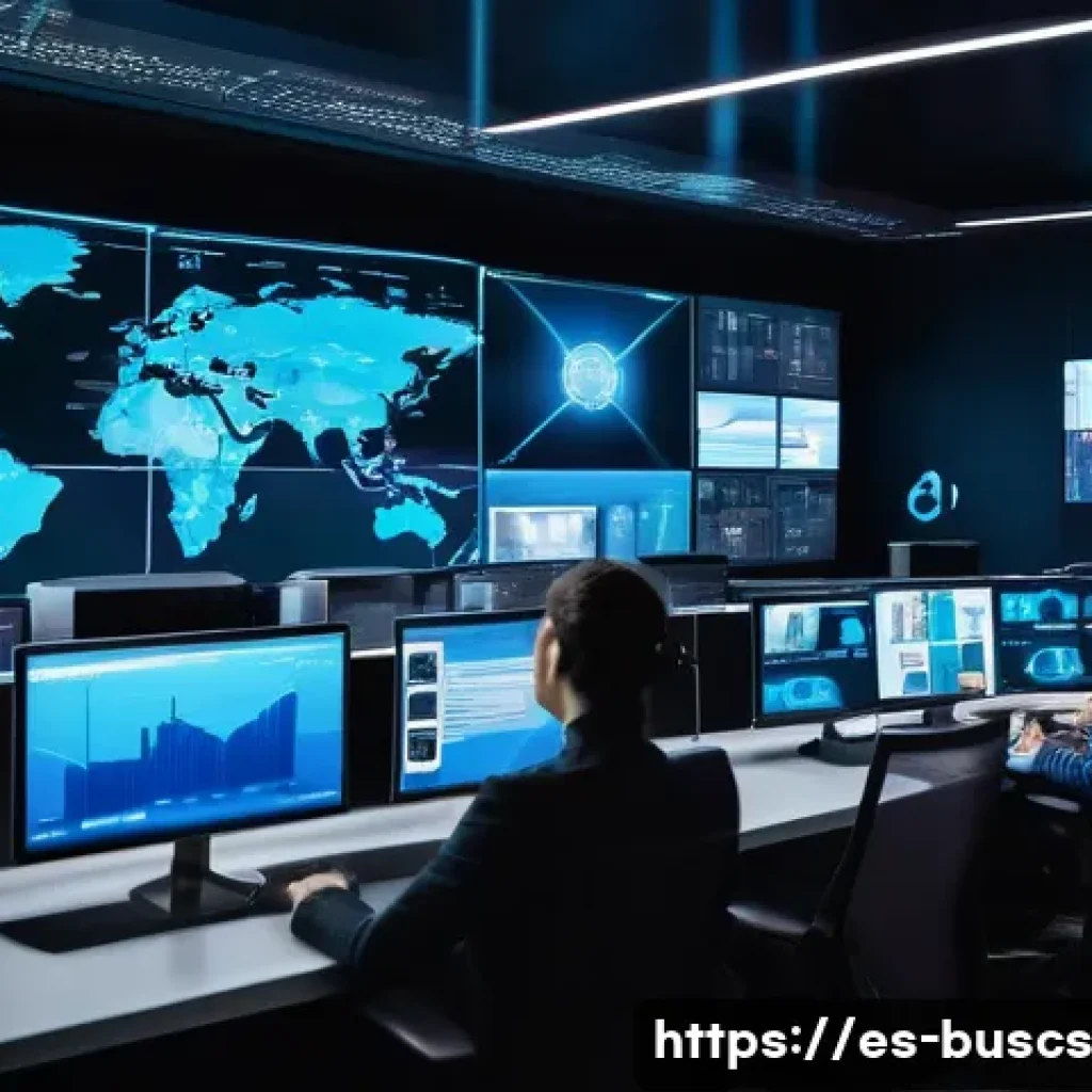 인 미디어 비즈니스의 리스크 평가 방법 - A modern digital media control room with diverse professionals actively monitoring multiple large sc...