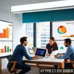 Home 19 인 미디어 비즈니스의 업무 효율성 향상 방안 - A modern digital marketing office environment showcasing a diverse team of young professionals colla...