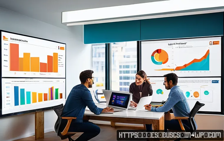 인 미디어 비즈니스의 업무 효율성 향상 방안 - A modern digital marketing office environment showcasing a diverse team of young professionals colla...