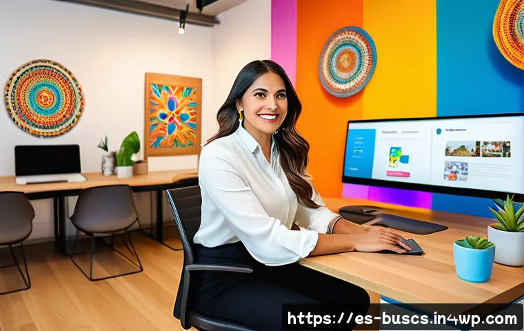 인 미디어 비즈니스 시작하기 위한 필수 도구 - A modern digital entrepreneur workspace showing a Hispanic professional woman in her 30s, wearing bu...