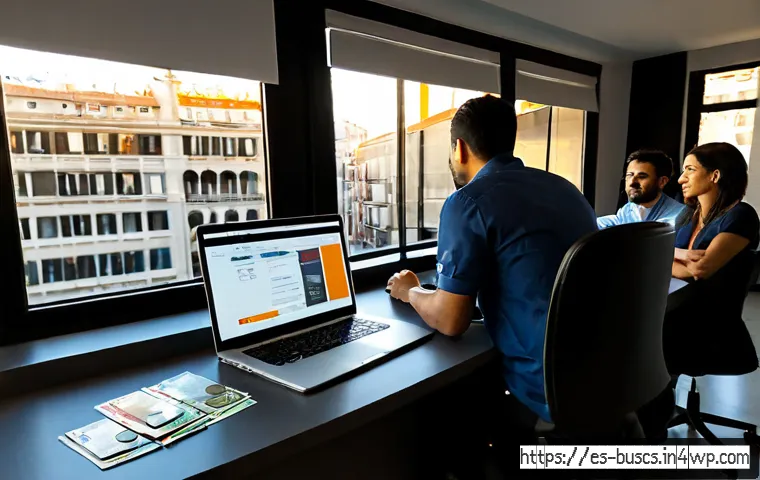 Home 13 인 미디어 비즈니스의 다양한 수익 모델 - Photorealistic editorial workspace in Madrid, Spain, showing a diverse Spanish media business team g...